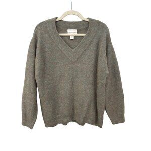 H&M Wool Alpaca Blend V-Neck Pullover Sweater Women S Fuzy Dusky Green Melange